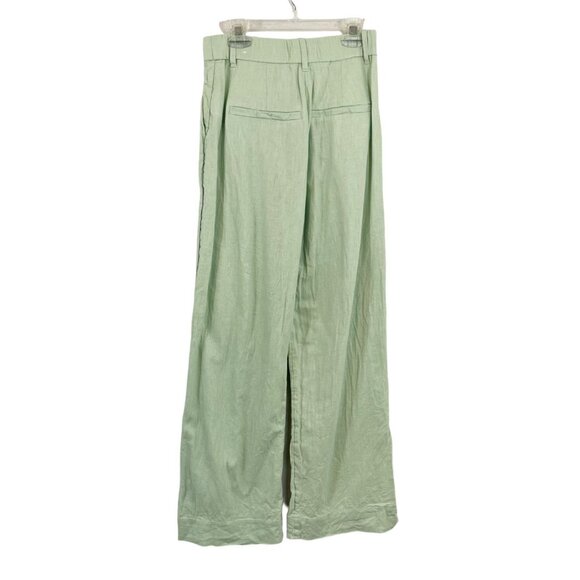 Abercrombie & Fitch Green High Rise Pleat Front Wide Leg Linen Pants Size XS - Picture 2 of 8